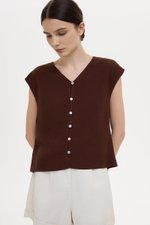 MIKELLE BUTTONDOWN LINEN TOP