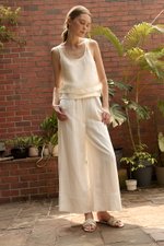 HARLEY ELASTIC WAISTBAND WIDE LEG LINEN PANTS