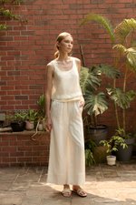 HARLEY ELASTIC WAISTBAND WIDE LEG LINEN PANTS
