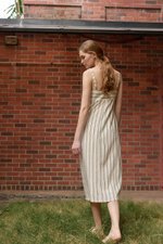 JOVY STRIPED STRAP LINEN DRESS