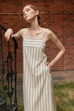 JOVY STRIPED STRAP LINEN DRESS