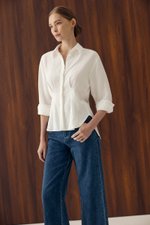 MIRELLE PLEATED WAIST LINEN SHIRT