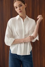 MIRELLE PLEATED WAIST LINEN SHIRT