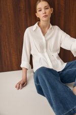 MIRELLE PLEATED WAIST LINEN SHIRT