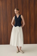 VEDA RUCHED HIGHWAIST FLARE MIDI SKIRT