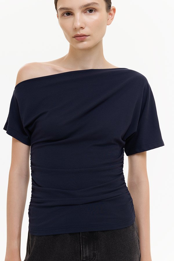 EVONNE ASYMMETRIC OFF SHOULDER TOP