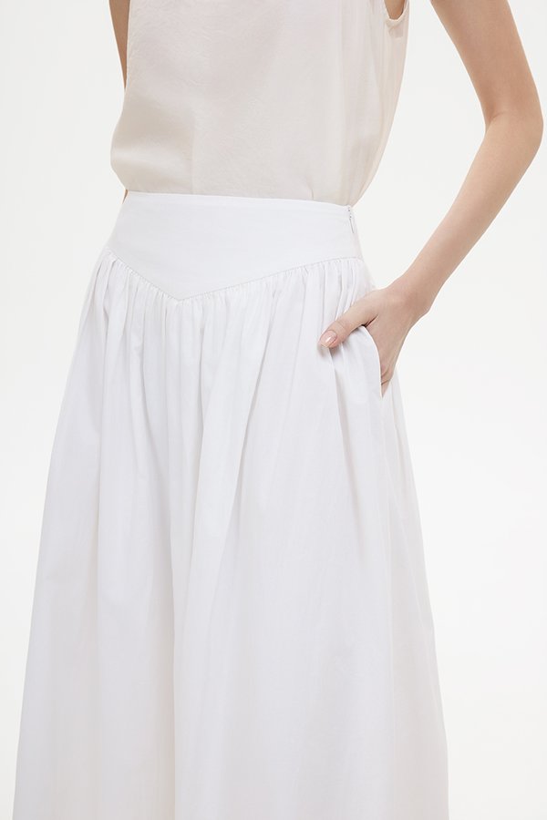 VEDA RUCHED HIGHWAIST FLARE MIDI SKIRT