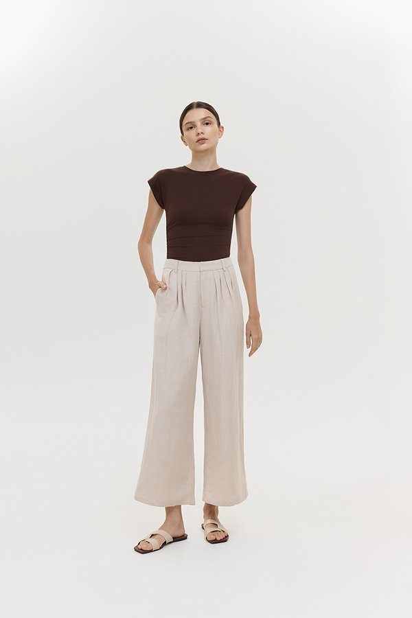 CAELIE PLEATED LINEN PANTS
