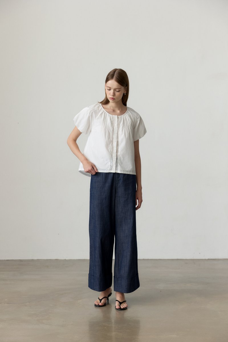 CAMRY CUFFED LINEN DENIM PANTS