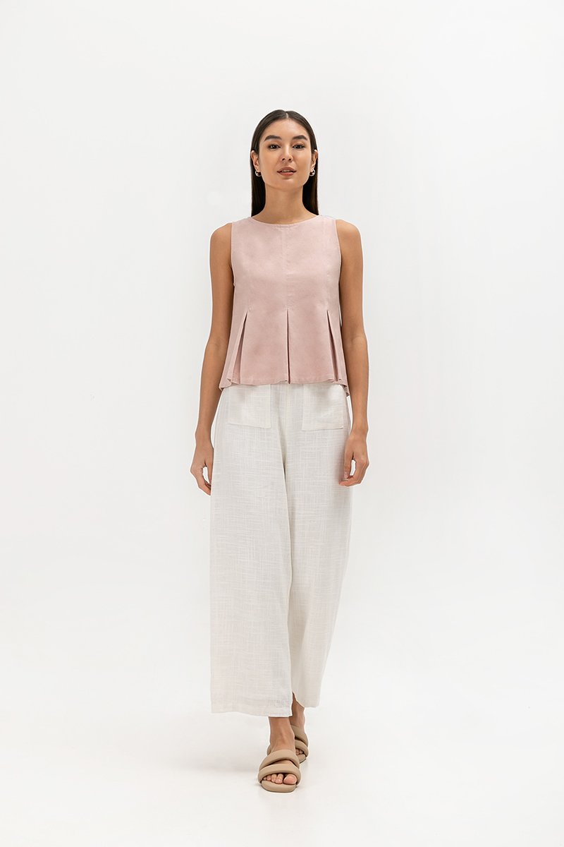 SYLPHY PLEATED LINEN TOP