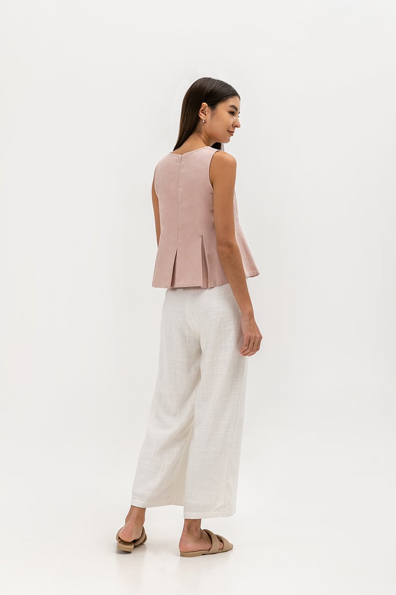 SYLPHY PLEATED LINEN TOP