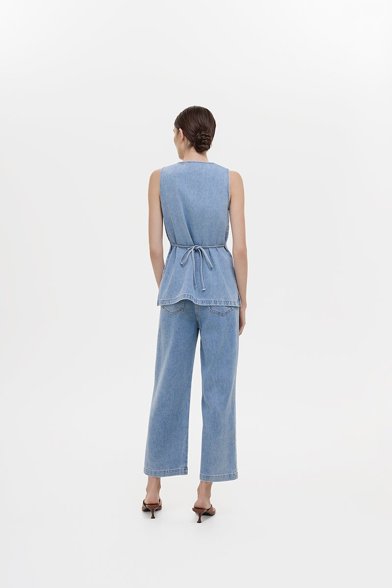 SANDLER DENIM BUTTONDOWN LONG VEST