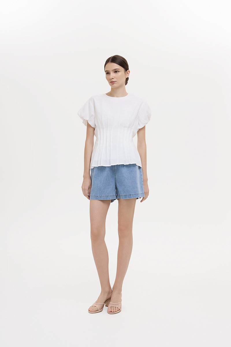 REEVE DENIM ELASTIC WAIST SHORTS