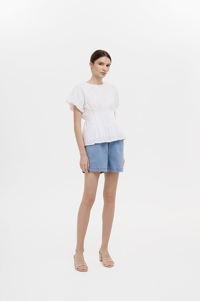 REEVE DENIM ELASTIC WAIST SHORTS