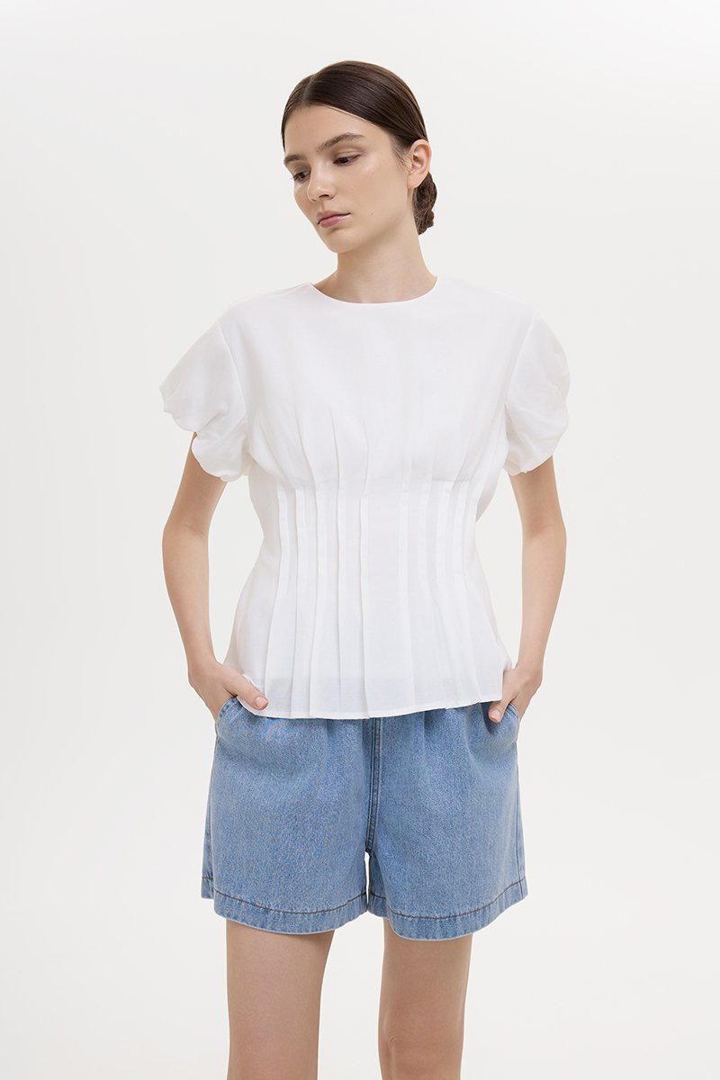 REEVE DENIM ELASTIC WAIST SHORTS