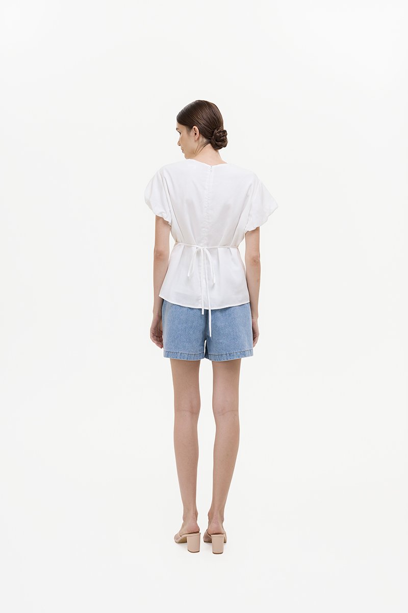 REEVE DENIM ELASTIC WAIST SHORTS