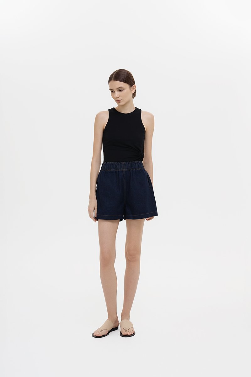 REEVE DENIM ELASTIC WAIST SHORTS