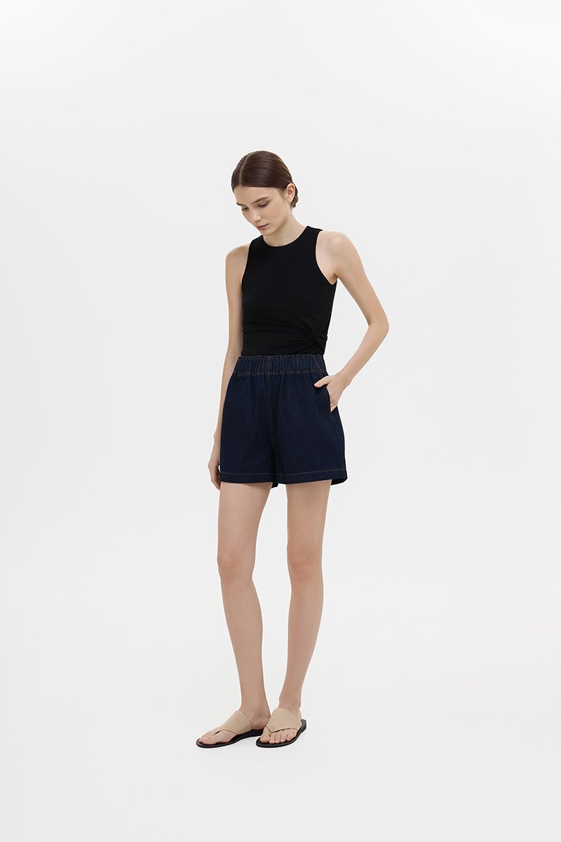 REEVE DENIM ELASTIC WAIST SHORTS