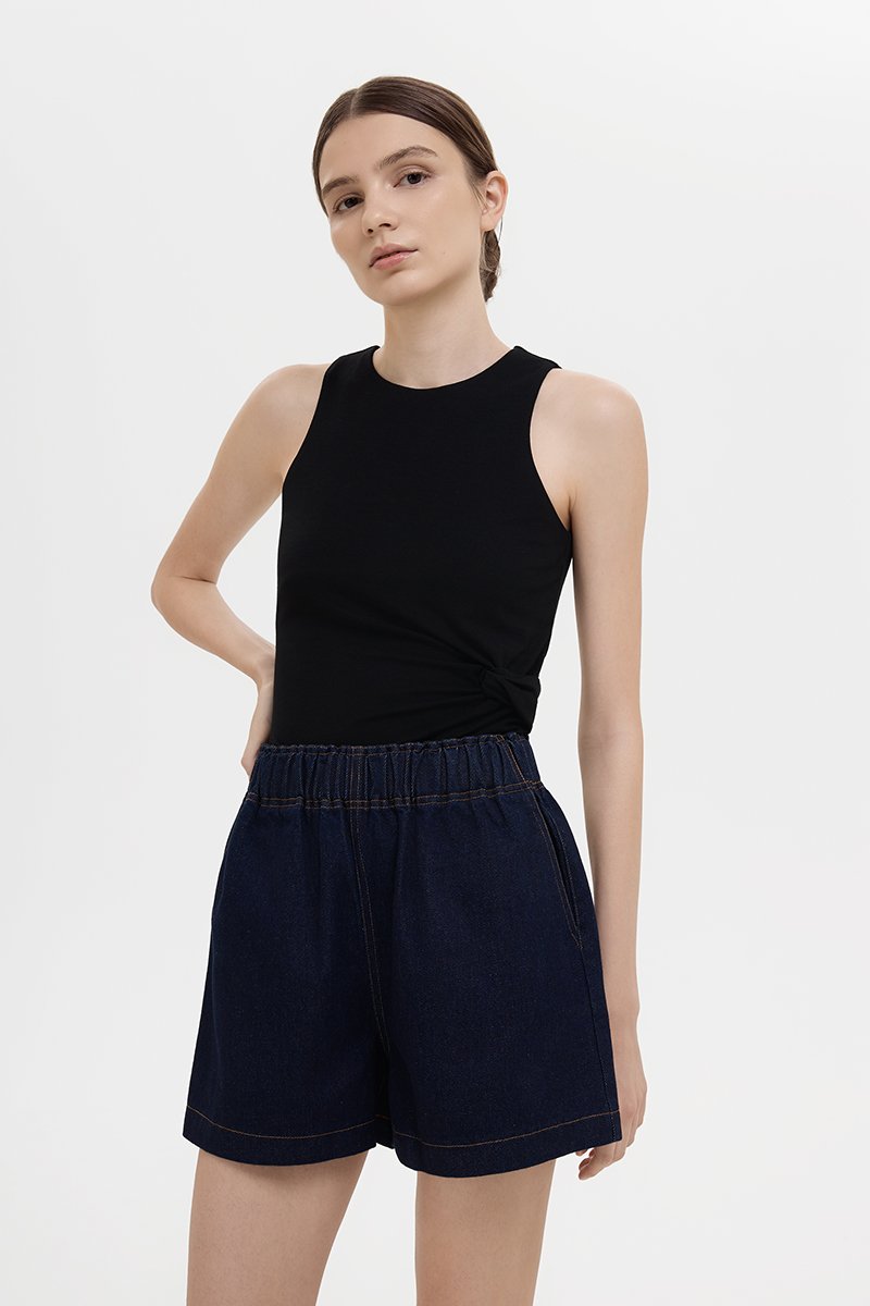REEVE DENIM ELASTIC WAIST SHORTS
