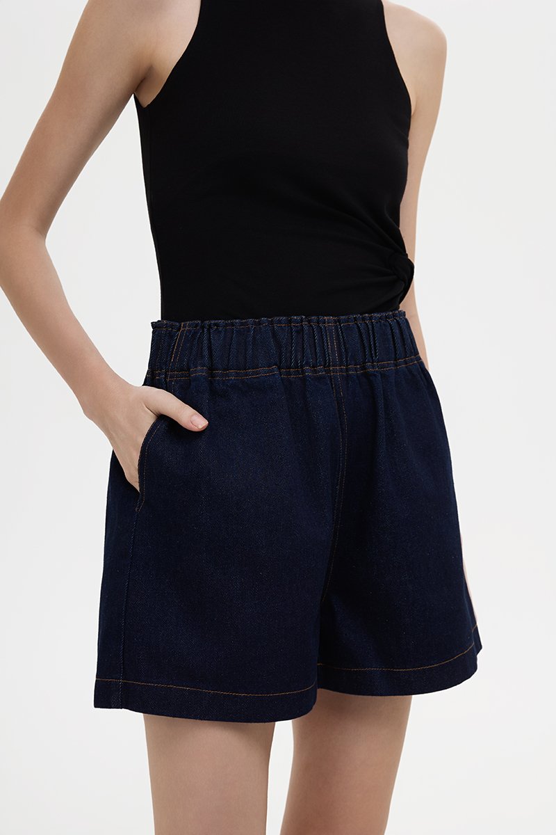 REEVE DENIM ELASTIC WAIST SHORTS