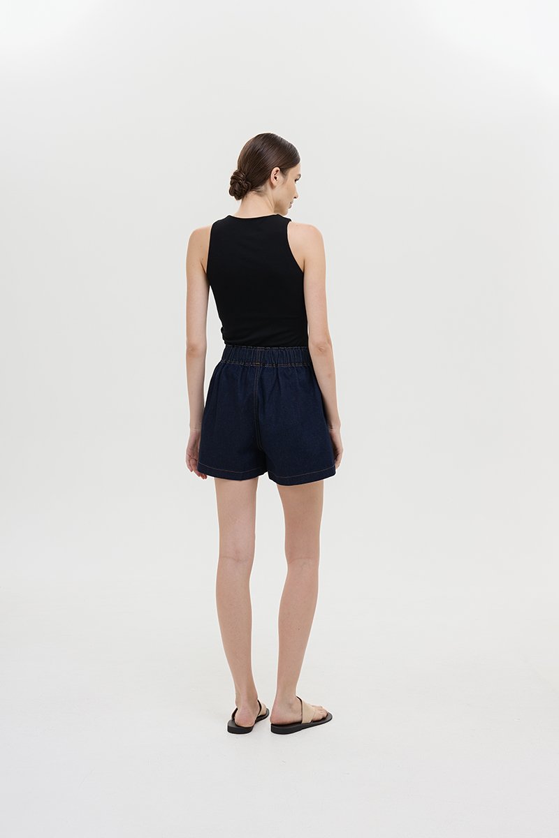 REEVE DENIM ELASTIC WAIST SHORTS