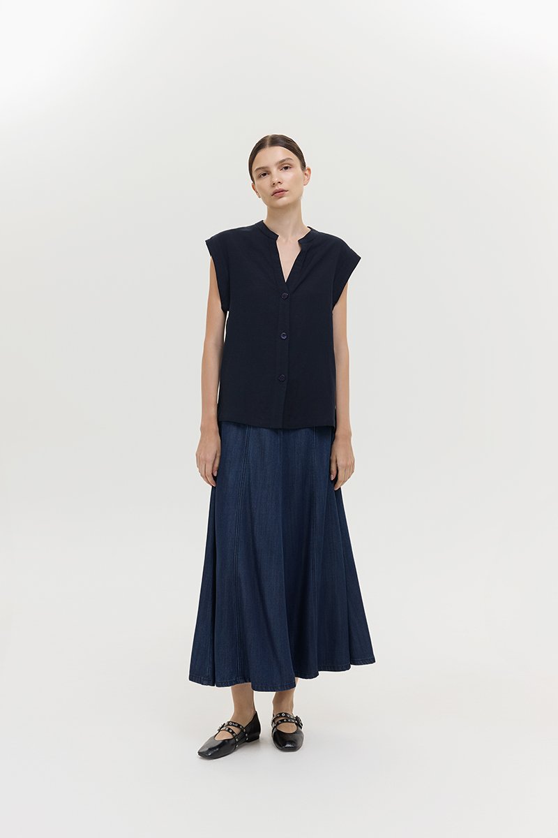 COLBY TIE BELT LONGLINE LINEN TOP