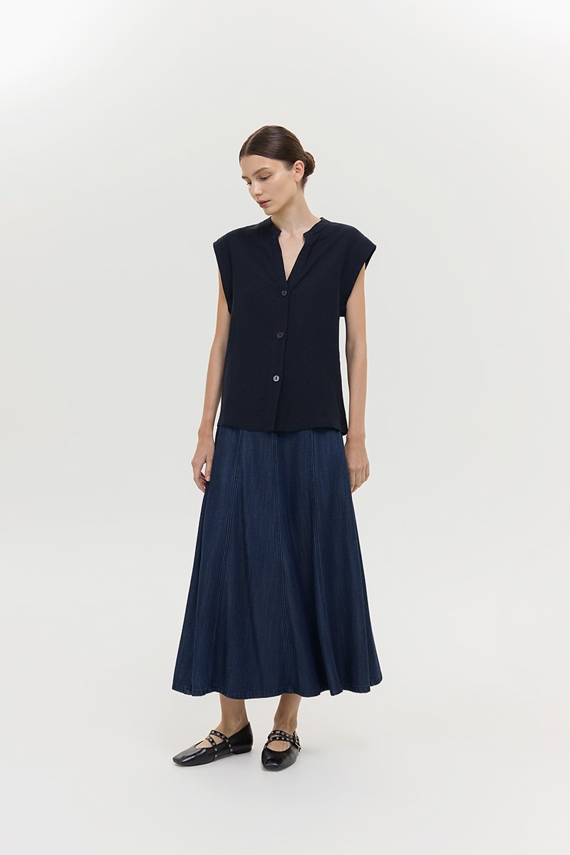 COLBY TIE BELT LONGLINE LINEN TOP