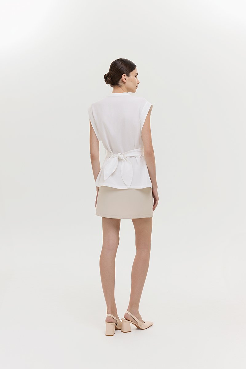 COLBY TIE BELT LONGLINE LINEN TOP