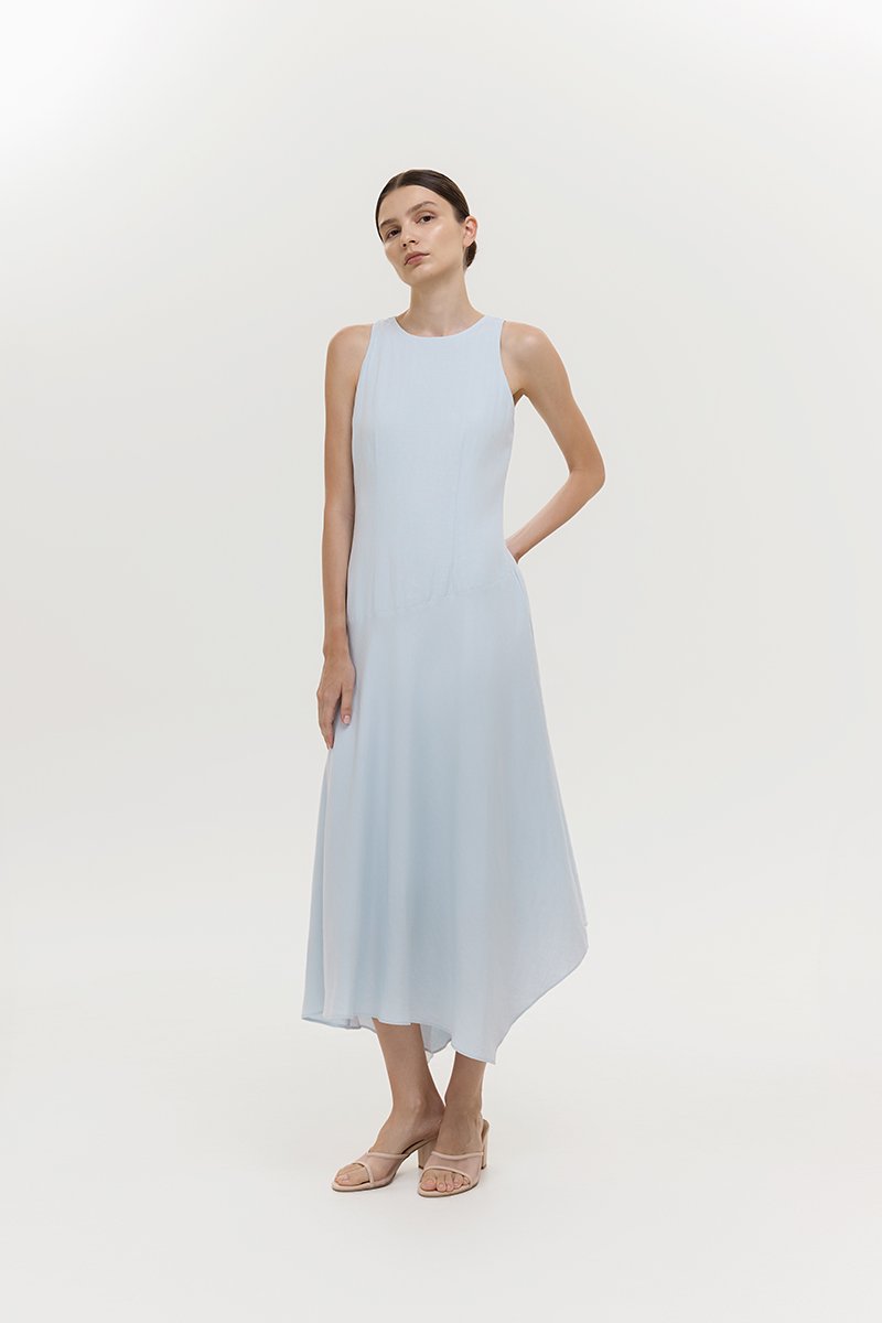 GEMMA ASYMMETRIC HEM MIDI DRESS