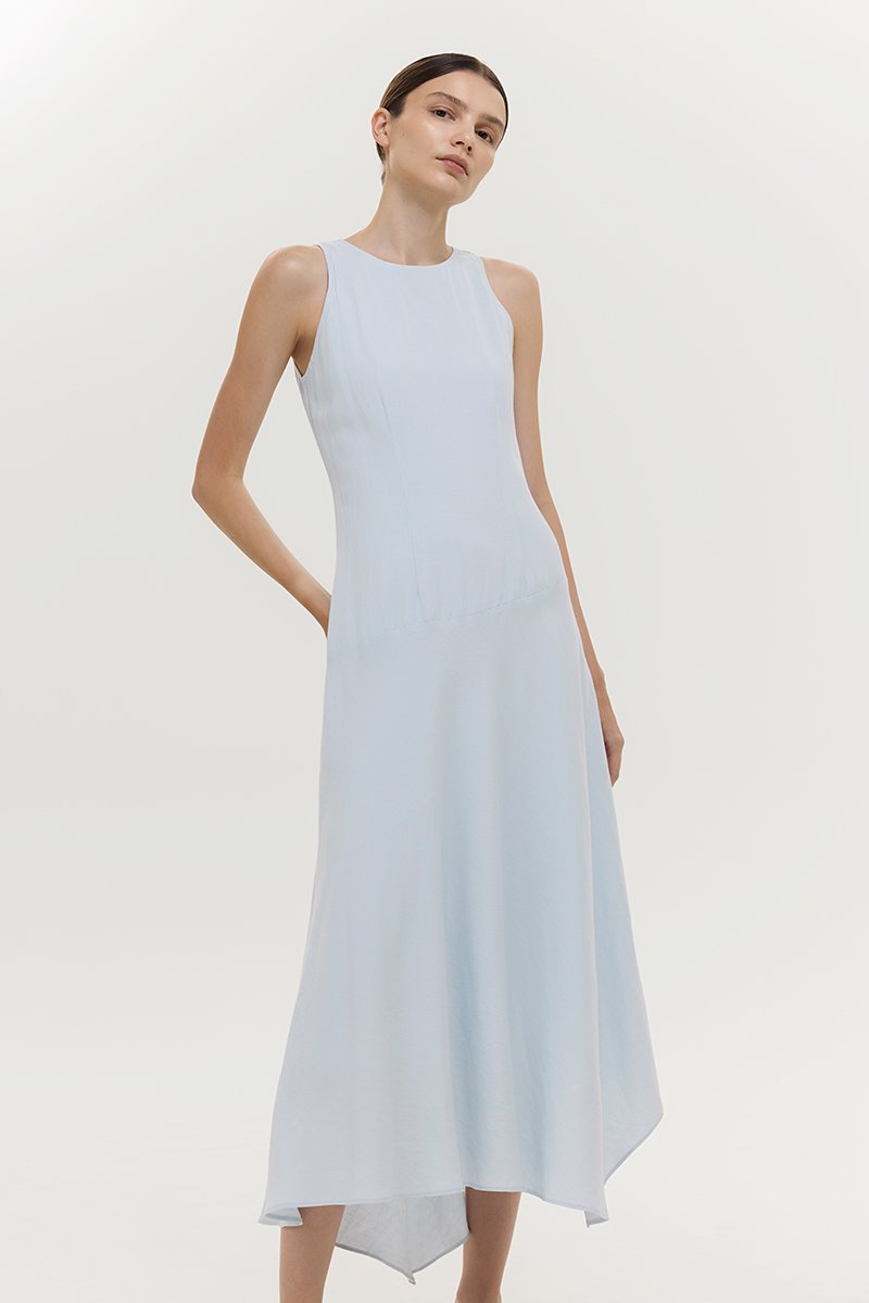 GEMMA ASYMMETRIC HEM MIDI DRESS
