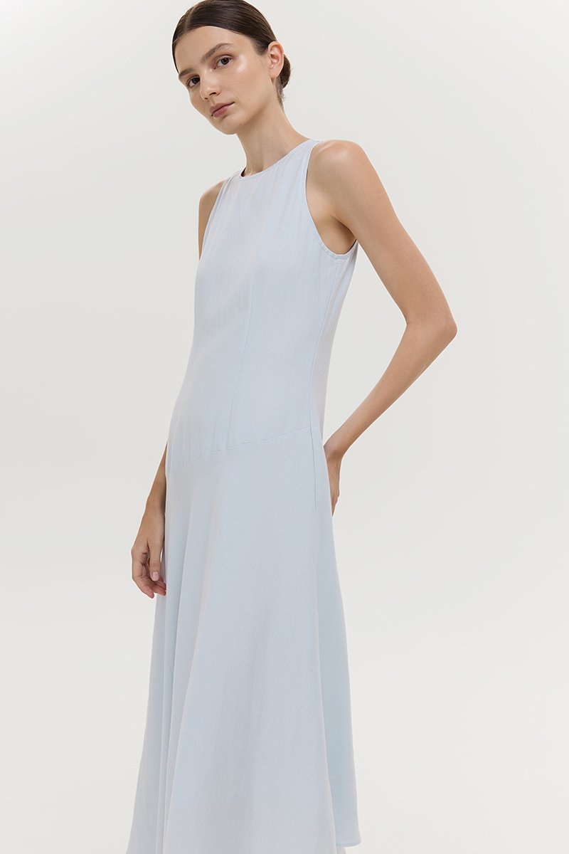 GEMMA ASYMMETRIC HEM MIDI DRESS
