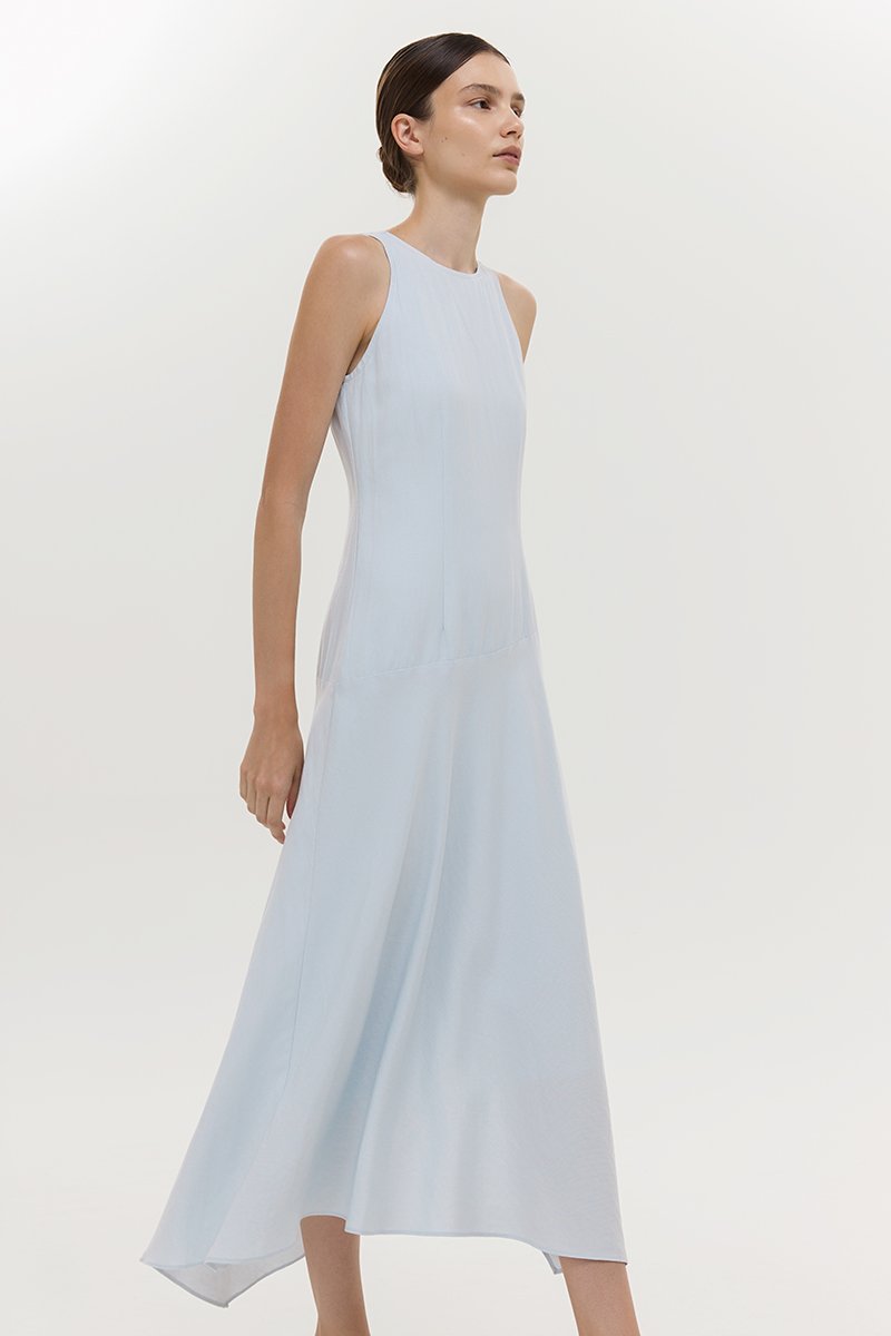 GEMMA ASYMMETRIC HEM MIDI DRESS