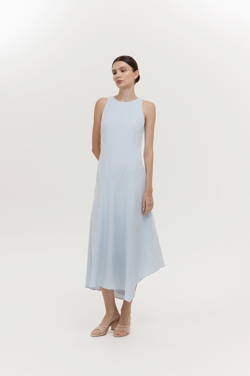 GEMMA ASYMMETRIC HEM MIDI DRESS