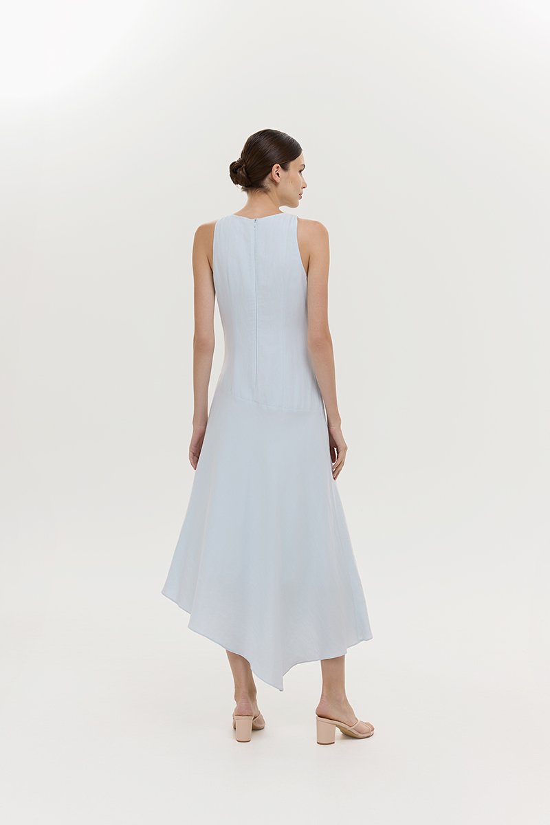 GEMMA ASYMMETRIC HEM MIDI DRESS