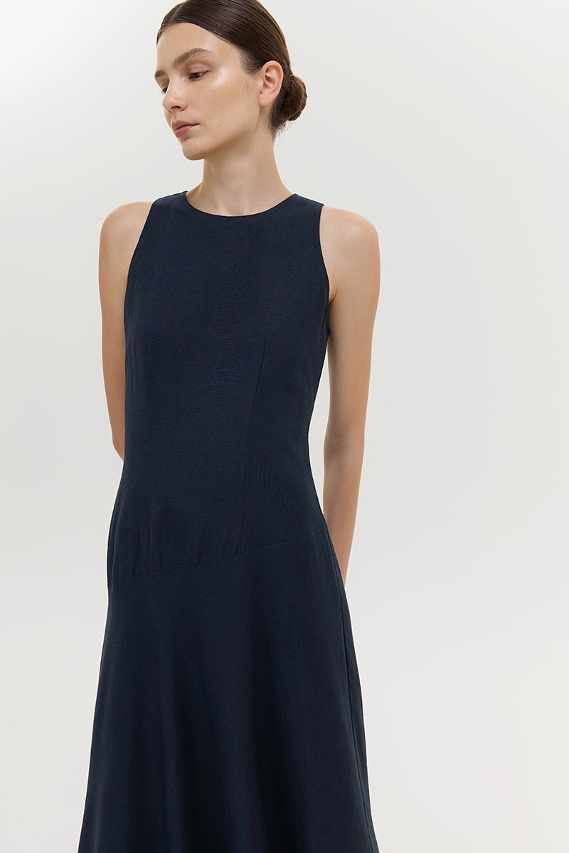 GEMMA ASYMMETRIC HEM MIDI DRESS