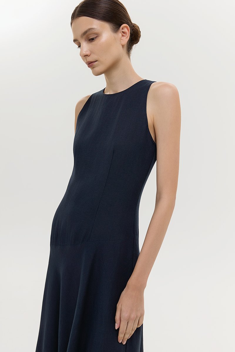 GEMMA ASYMMETRIC HEM MIDI DRESS