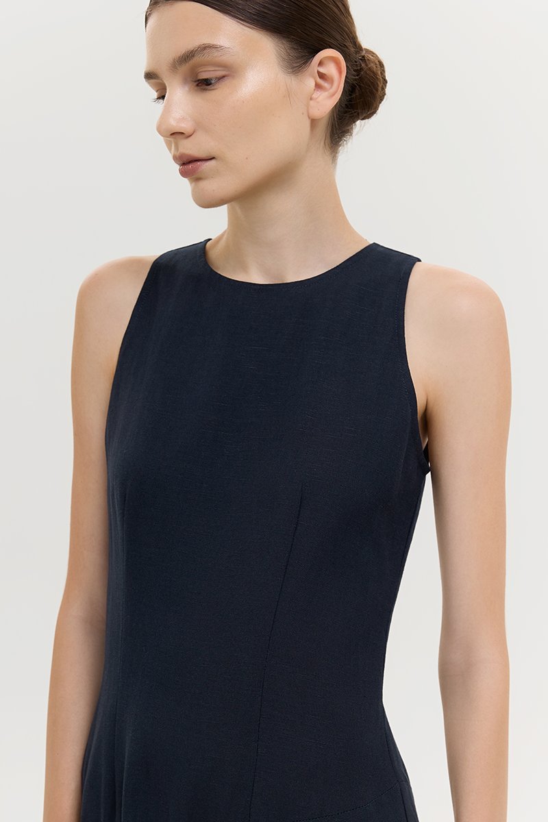 GEMMA ASYMMETRIC HEM MIDI DRESS