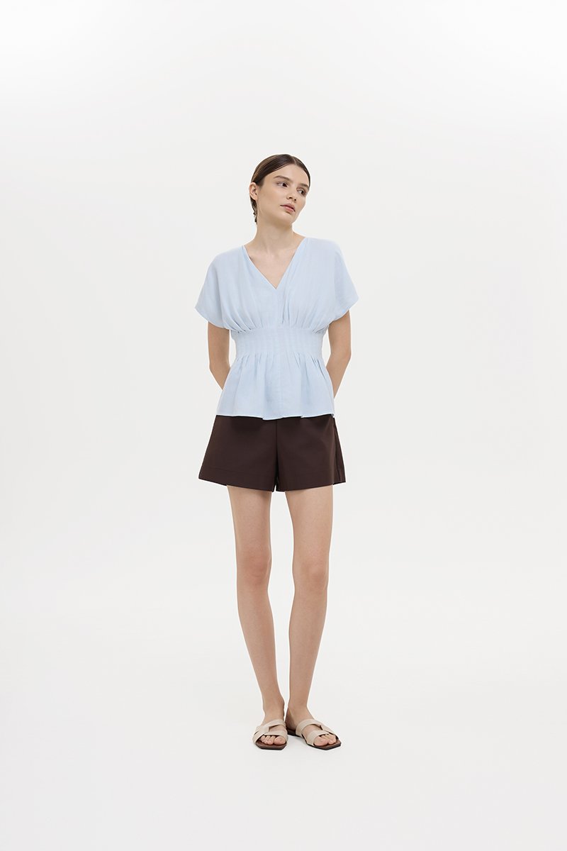 ANIKA PIN TUCK LINEN TOP