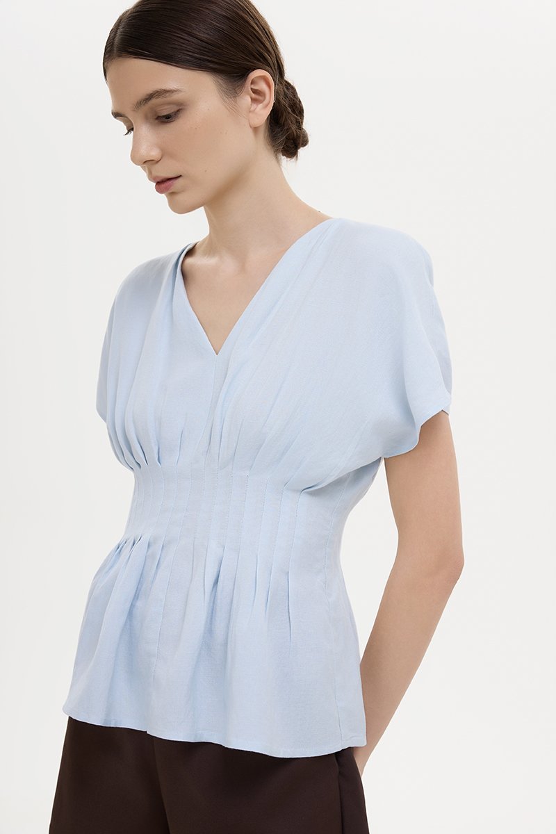 ANIKA PIN TUCK LINEN TOP