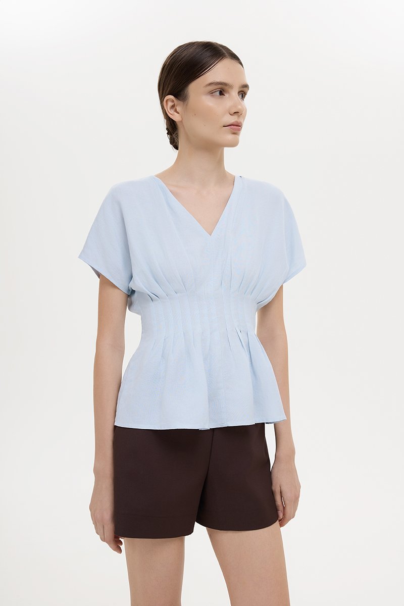 ANIKA PIN TUCK LINEN TOP
