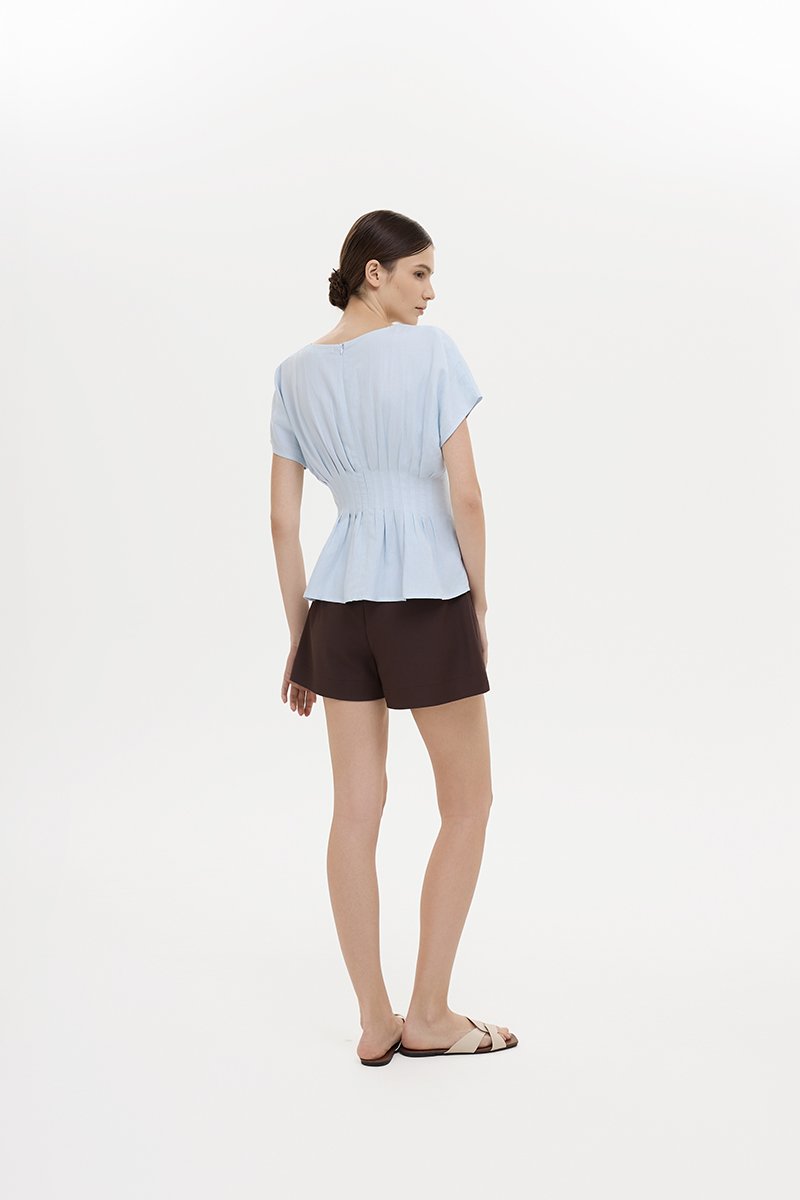 ANIKA PIN TUCK LINEN TOP