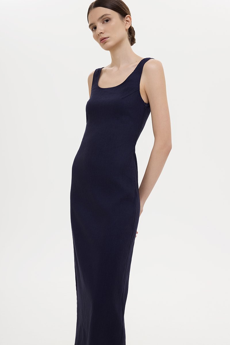 SUZY BODYCON LINEN MIDI DRESS