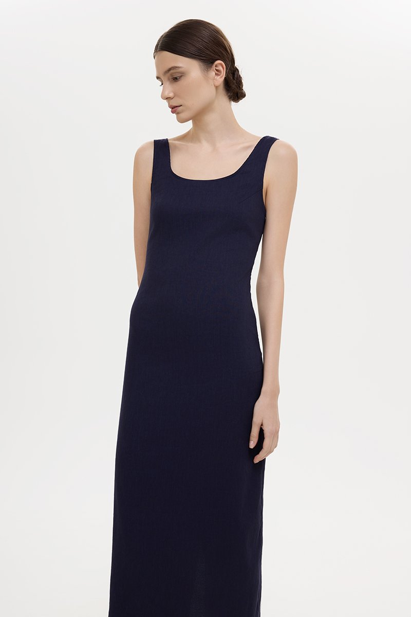 SUZY BODYCON LINEN MIDI DRESS