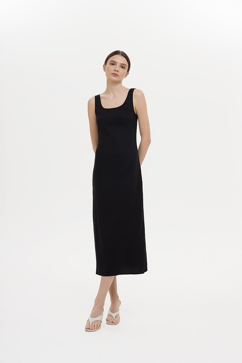 SUZY BODYCON LINEN MIDI DRESS