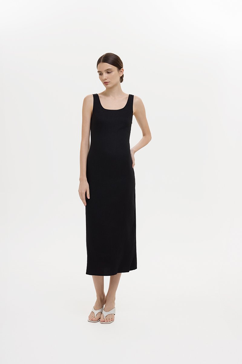 SUZY BODYCON LINEN MIDI DRESS