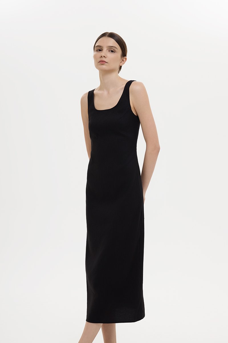 SUZY BODYCON LINEN MIDI DRESS