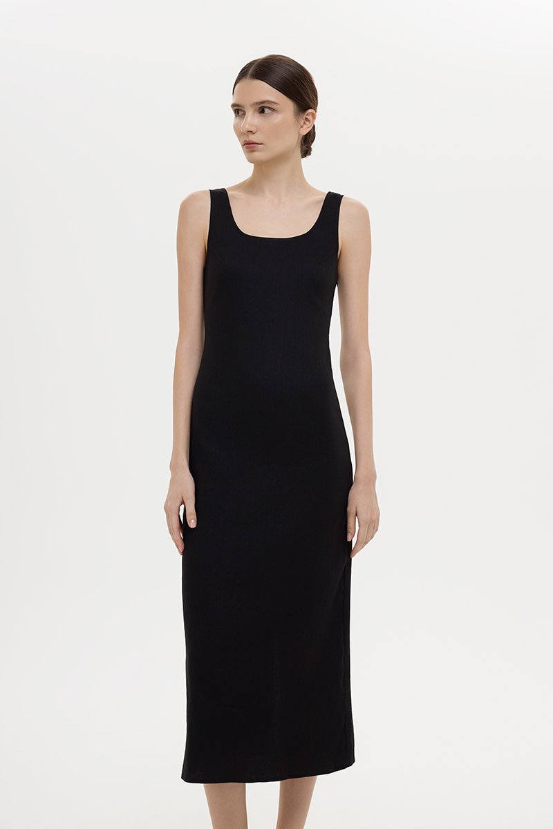 SUZY BODYCON LINEN MIDI DRESS