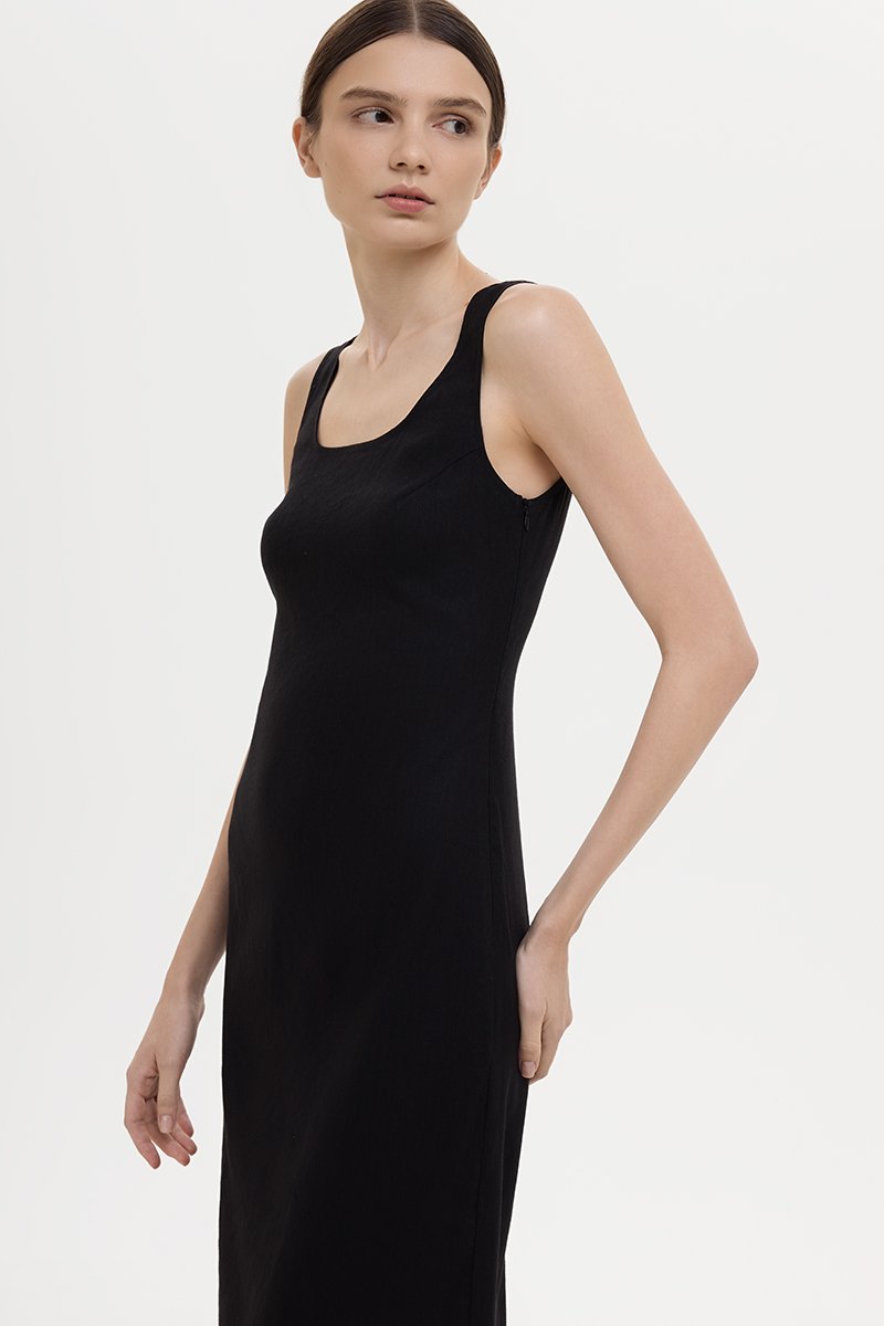 SUZY BODYCON LINEN MIDI DRESS