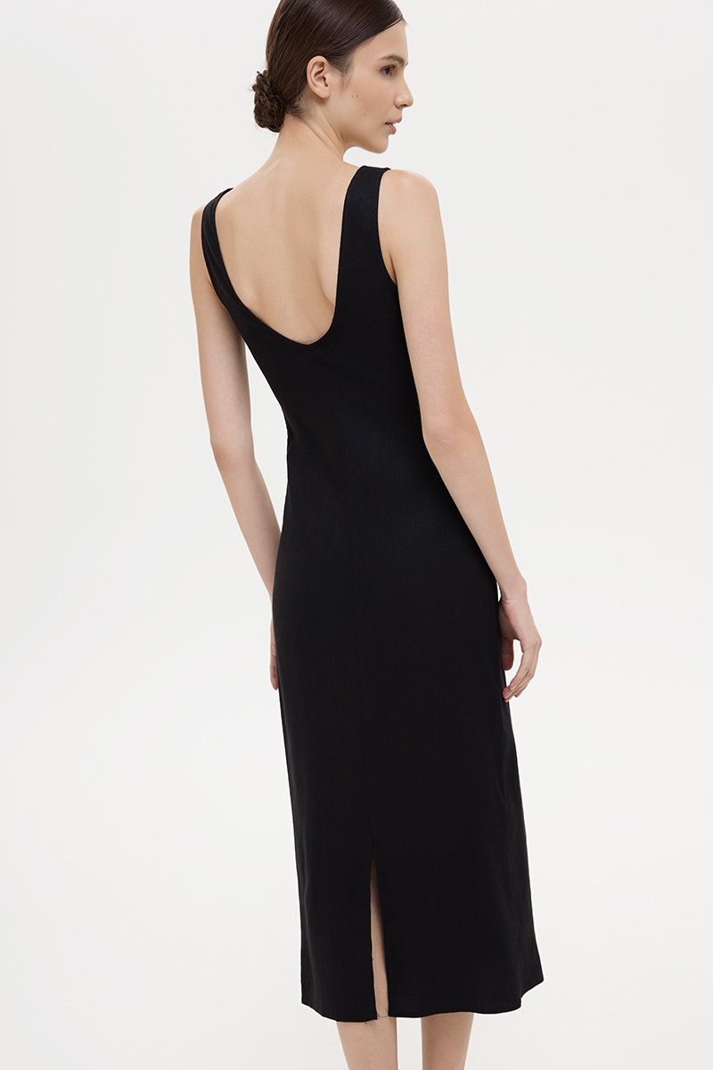 SUZY BODYCON LINEN MIDI DRESS