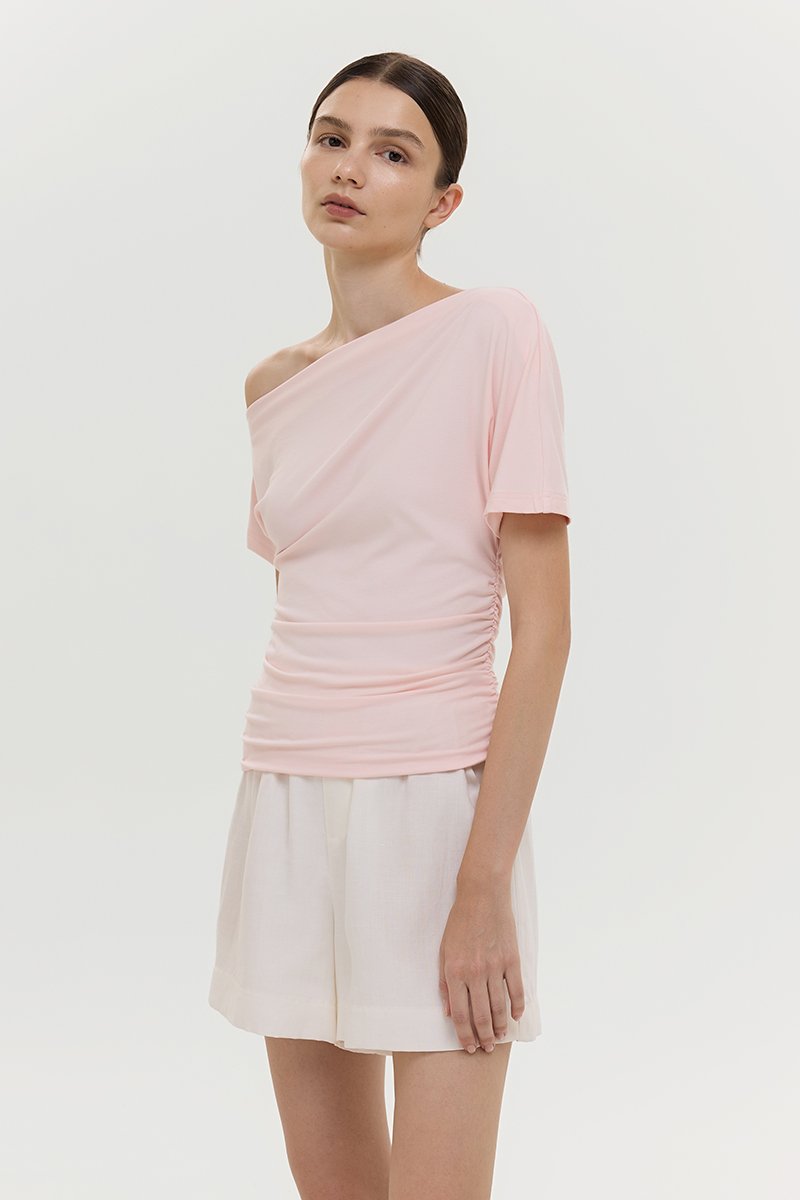 EVONNE ASYMMETRIC OFF SHOULDER TOP